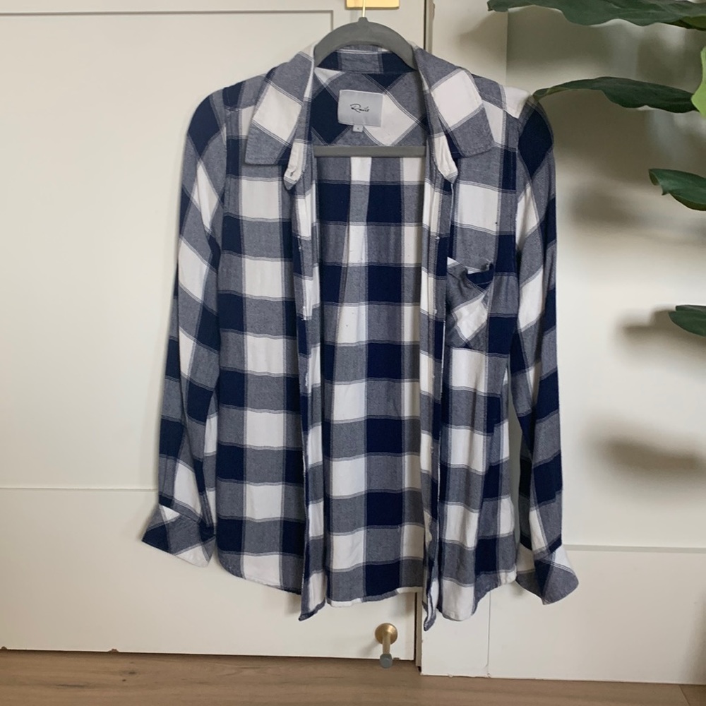 Rails Blue and white flannel button down
